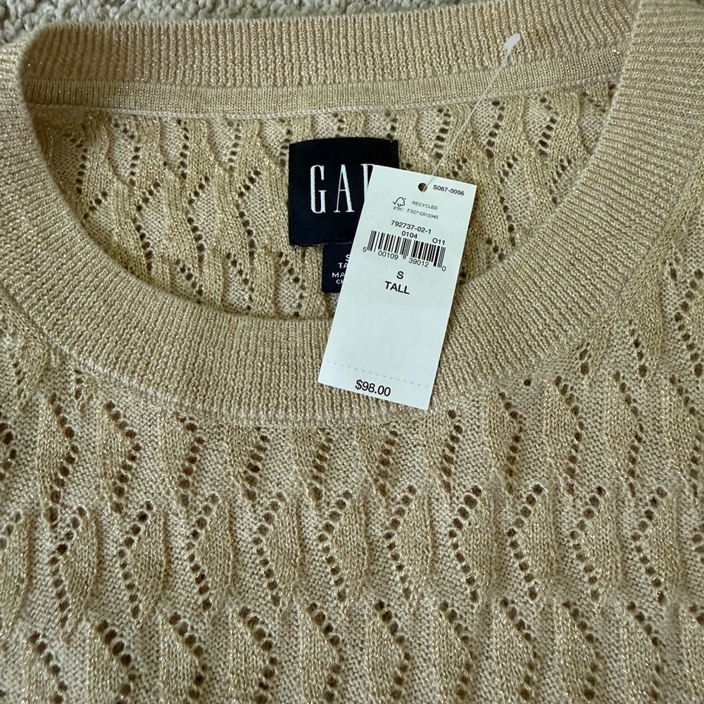GAP Cream Open-Knit Midi Dress